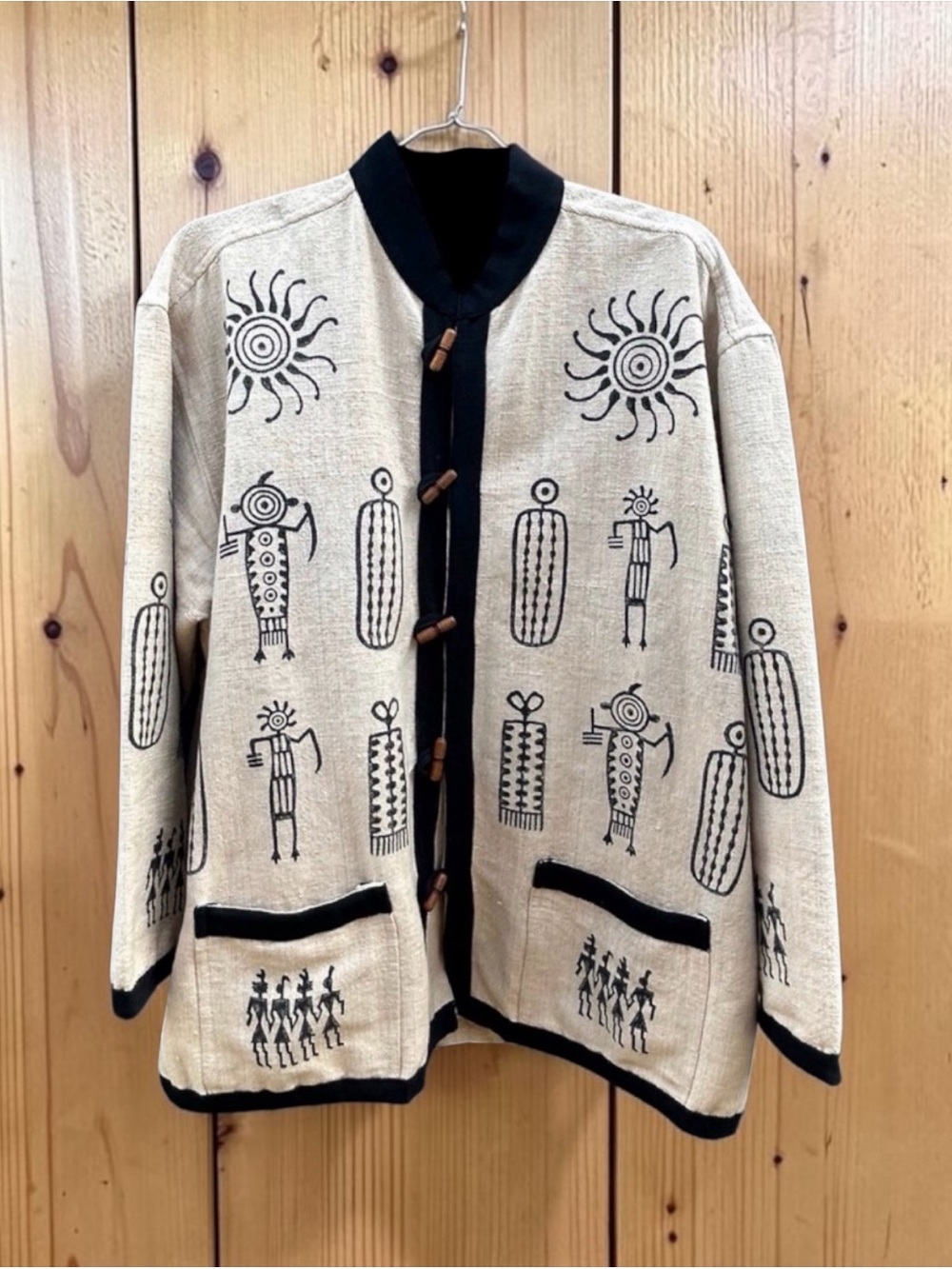 Vintage Venus Imports Boho Cotton Block Print Jacket M Nepal Art To Wear